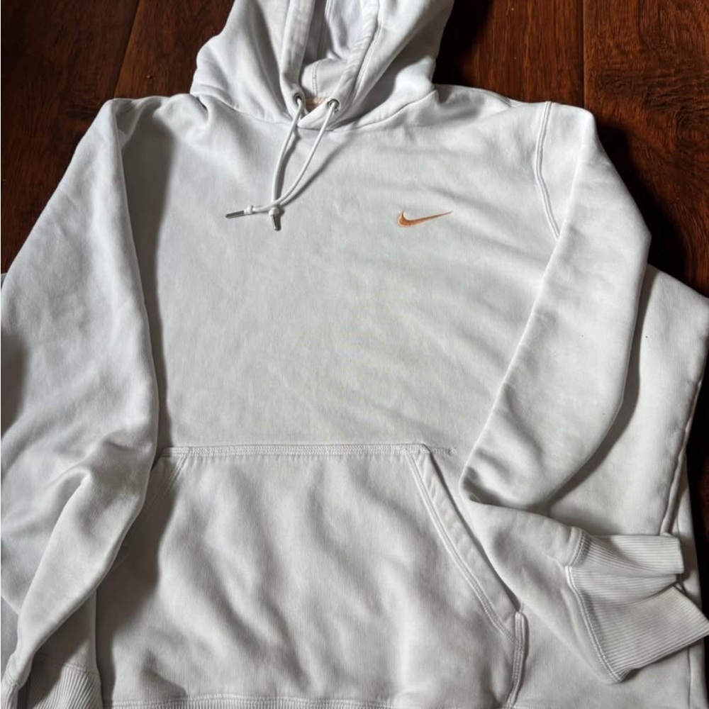 Nike White Hoodie with Orange Logo